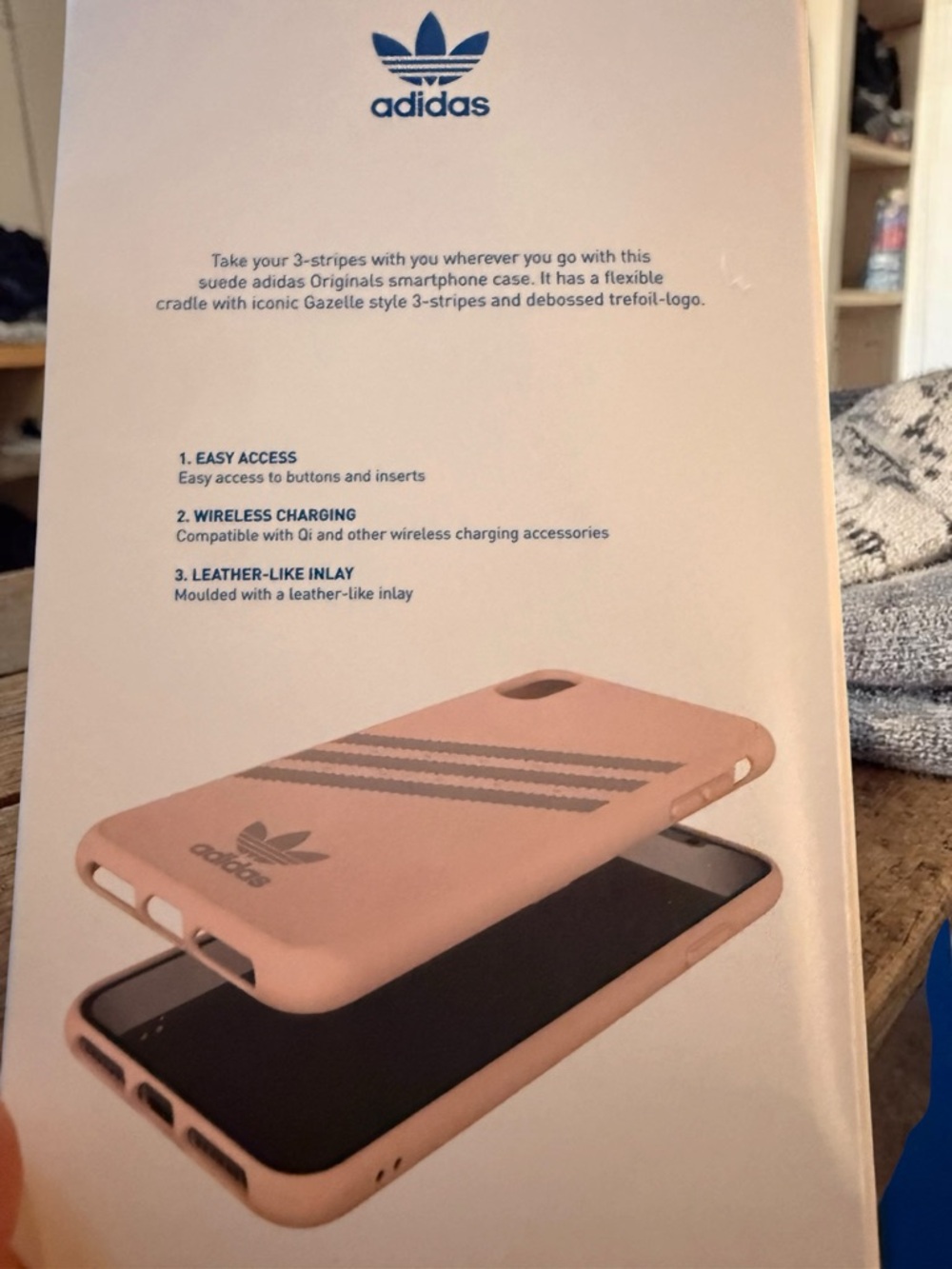 adidas 3-Stripes Snap Case Suede iPhone Xs Max Gazelle Pink New in Box - Picture 4 of 4